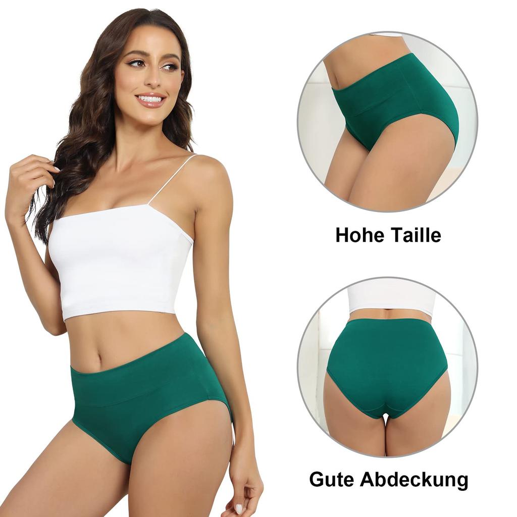 US Plus Size kvinners høy midje bomullsundertøy Mykt pustende undertøy Stretch Briefs Sømløst dameundertøy 5 deler