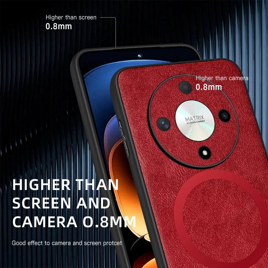 For Honor X9B X8B PU Leather Magnetic Ring Soft Edge Anti-Drop Anti-Fingerprint Phone Case