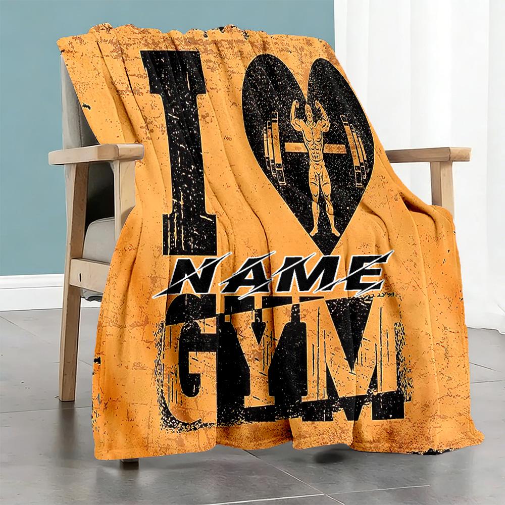 Love Gym Personalized Name Blanket Cozy Customizable Blanket Soft Warm Cozy Perfect for Sofa Livingroom Office Chair Living Room for All Occasions