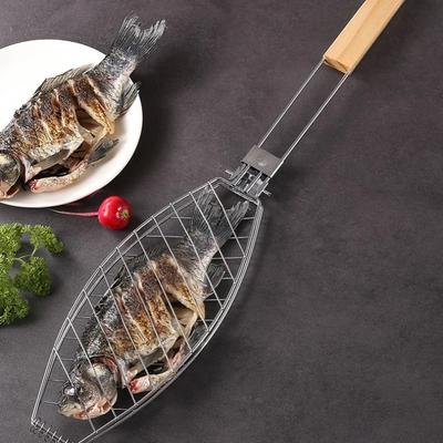 Roasting Fish Grilling Basket Vegetable with Folding Handle DIY Flexible Nonstick Outdoor Barbecue Tool Portable Burger Mesh BBQ