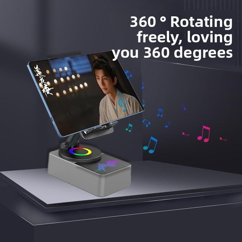 Speaker Audio, Desktop Live Broadcast, Power Bank 360 Lifting and Rotating Three-in-one Mobile Phone Holder