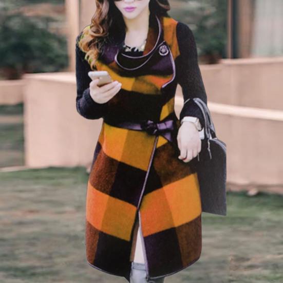 Buy Women Striped Coat Long Sleeves Slim Fit Elegant Button