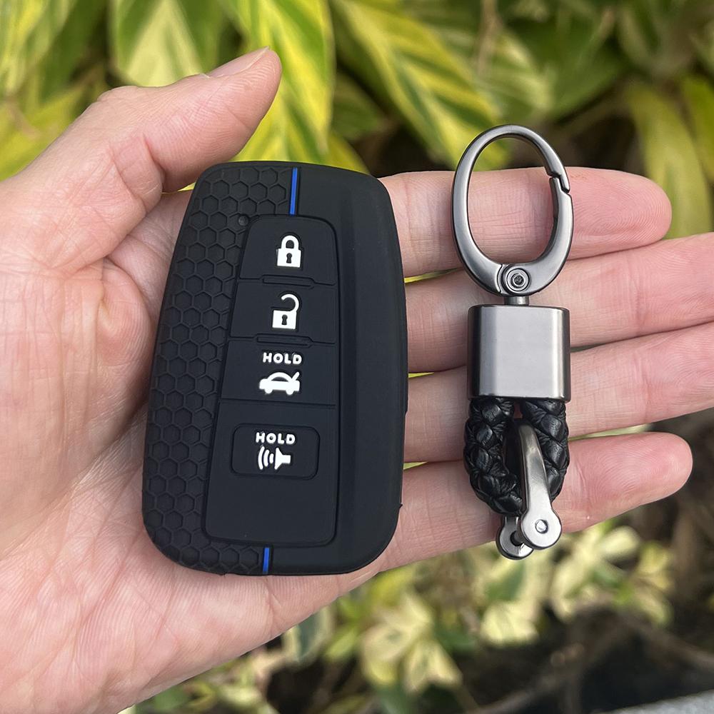 Silicone Car Key Case Holder Shell Soft Remote Cover Protector for Toyota Rav4 Corolla Camry Avalon Accessories Keychain Bag Set