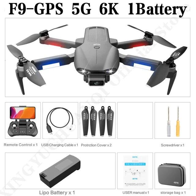 F9 GPS Drone 4K Professional Dual Camera Foldable RC Quadcopter Dron 6K 5G WIFI Brushless Motor Remote Control Helicopter Toy