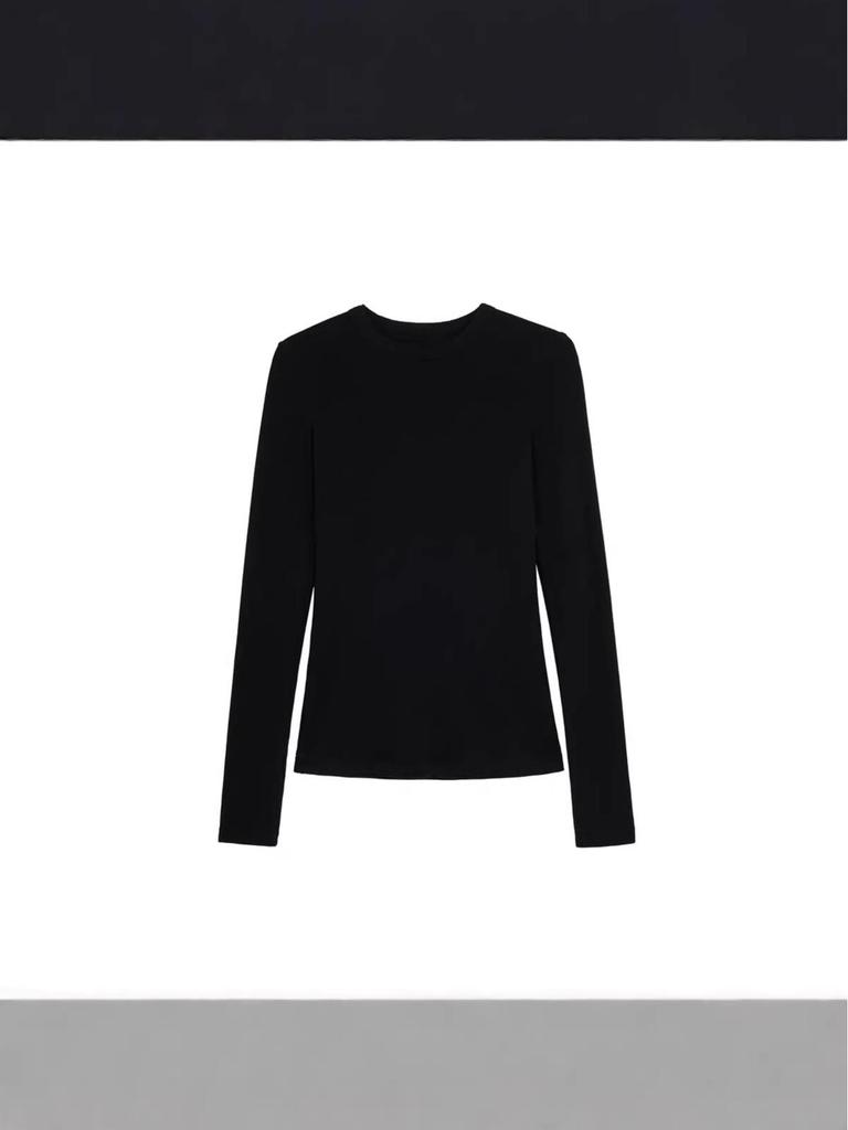 2025 Autumn/Winter Slim-Fit Wool Long Sleeve T-Shirt