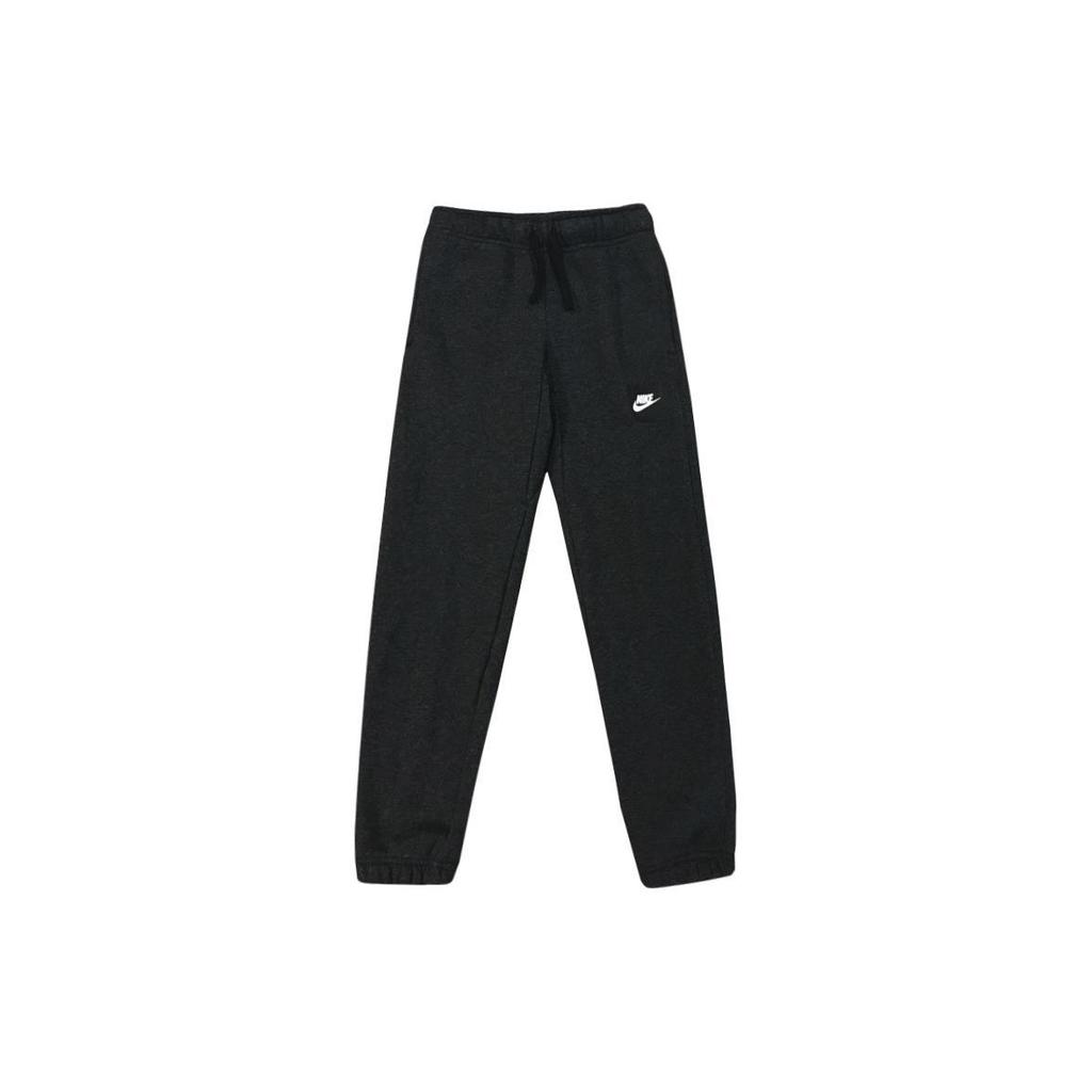 Nike Kids  Knitted Sports Pants Solid Color Mid Waist Logo Knitted Fleece Overalls Kids Bottoms Black Gray AQ5776-032
