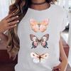 Women's Butterfly Tree Printed Harajuku Summer T-shirt Casual Round Neck Short Sleeve Top T-shirt Fashion Versatile Clothing
