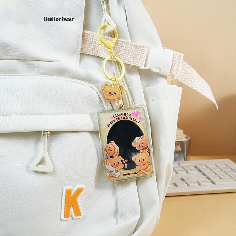 

Butterbear Keychain Portable Mirror, Cute Girls Compact Makeup Mirror For Students, Bag Charm 1pcs
