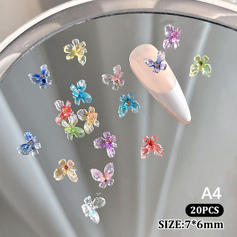 

20 шт. Красочные 3D смоляные бабочки Шармы для нейл-арта Аксессуары для украшения ногтей Дизайнерские материалы Инструмент для красоты
