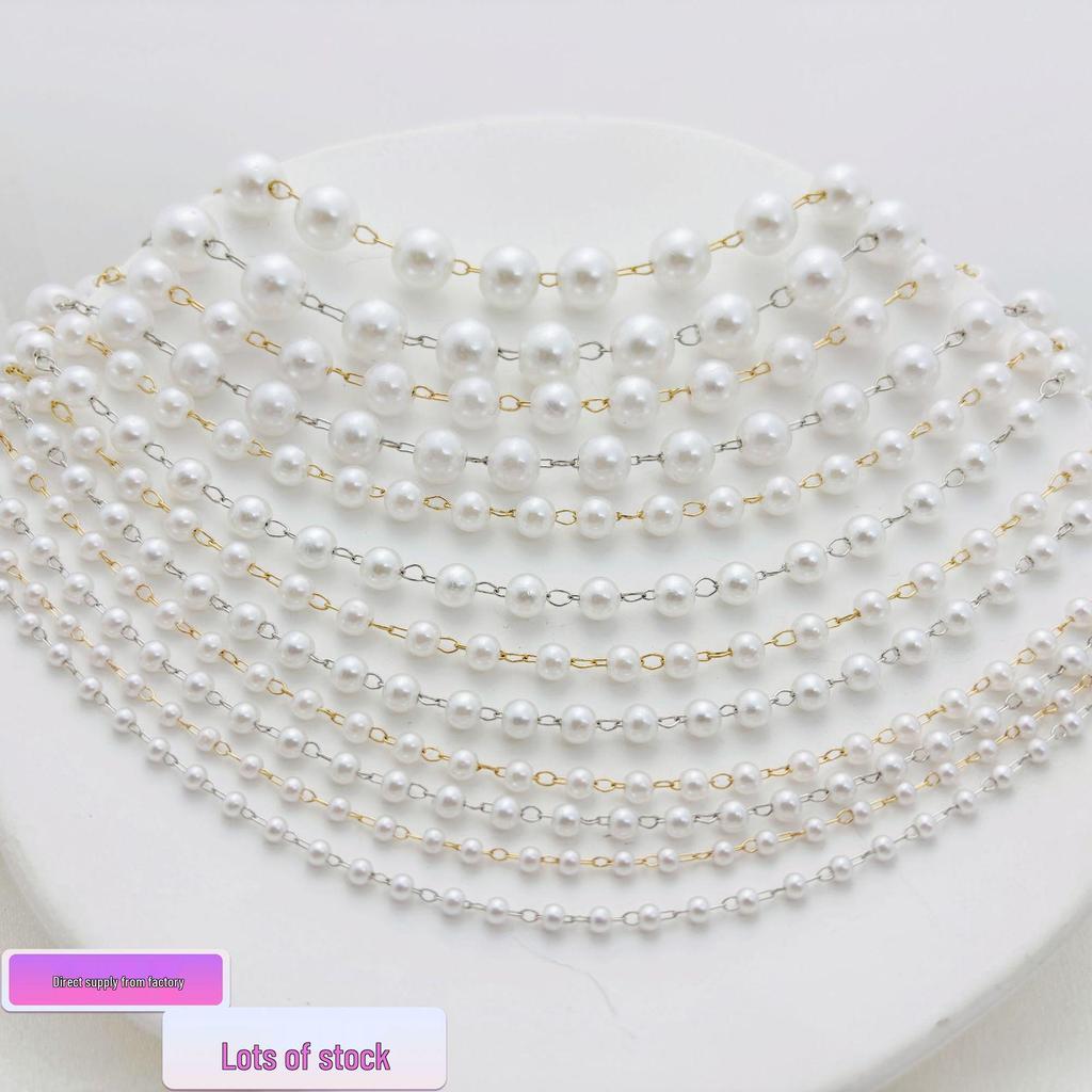 High-Luster 3mm–10mm Pearl Iron Chain for DIY Necklace and Jewelry Crafting