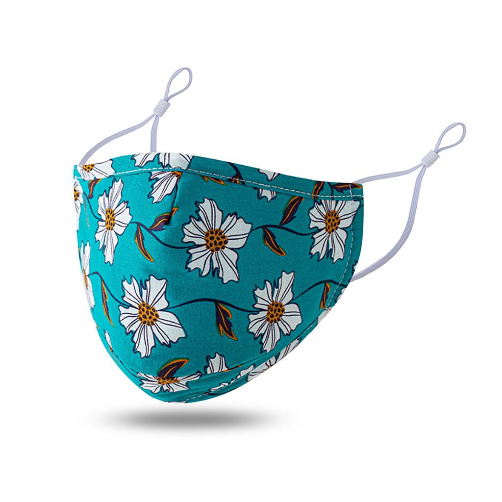 

1 шт. Взрослая моющаяся дышащая защитная маска для лица с цветочным принтом синий
