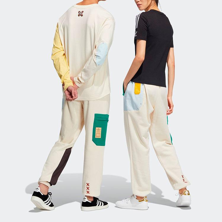 Adidas Originals Clover Puppet Series Sports Joggers with Color-Block Drawstring Men Bottoms Off-White HC0345