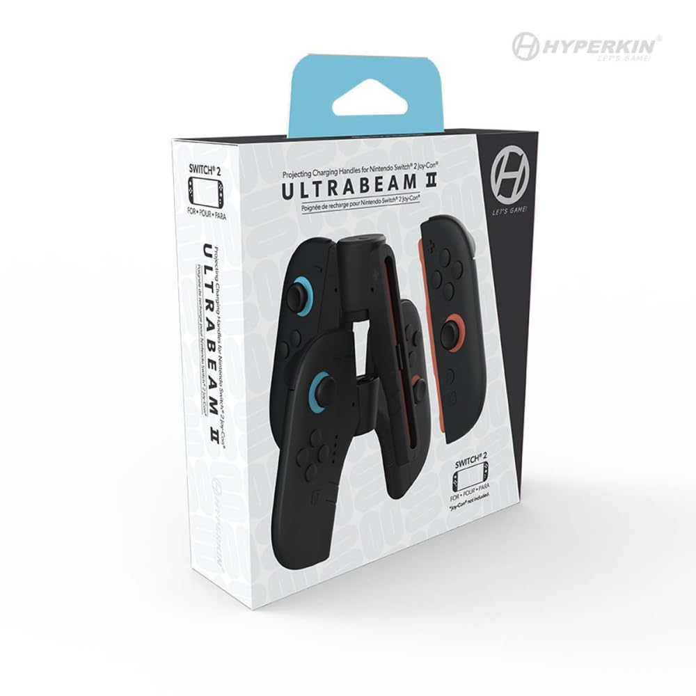 Hyperkin UltraBeam II Charging Grip with Projection Function for Nintendo Switch 2 LED Ergonomic Dedicated Charging Handle Joy-Con Projector,