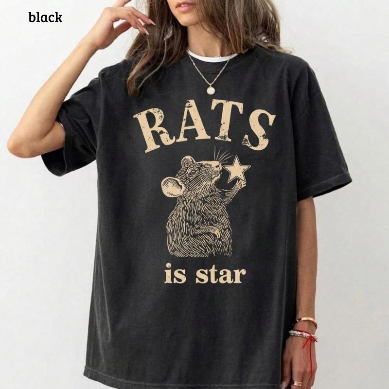 Rats Spelled Backwards Is Star Shirt Dark Cute Pet Rat Tee Summer Unisexs And Unisexs Loose And Breathable Tshirt Top S