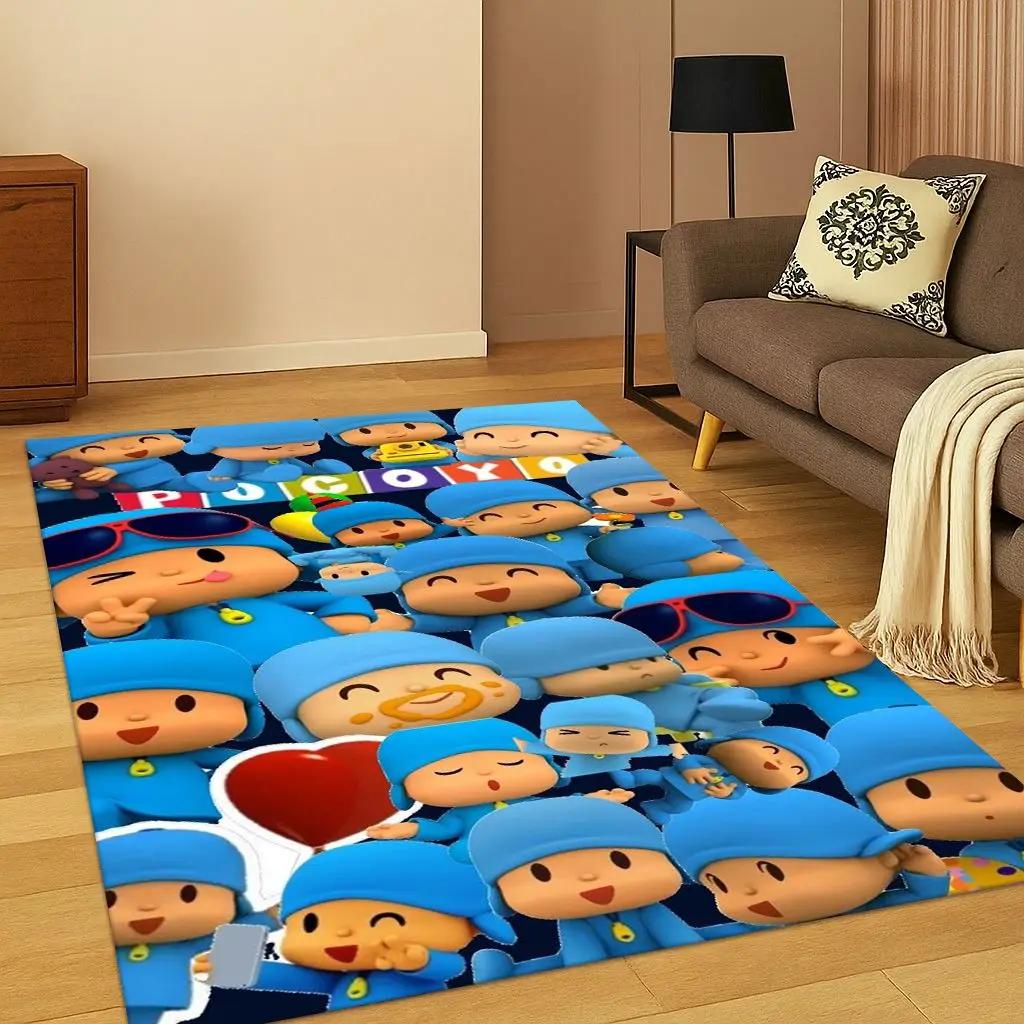 3D P-Pocoyo Elly Pato Cartoon Carpet Rug for Bedroom Living Room Sofa Home Decor,kids Play Game Area Rug Non-slip Floor Mat Gift