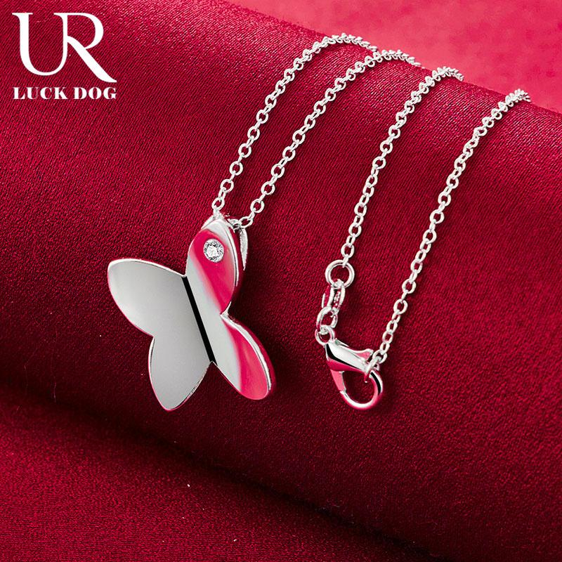 

Ожерелье с подвеской в виде бабочки из стерлингового серебра 925 пробы, модные свадебные украшения O-45CM