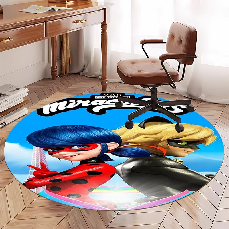 Miraculous Printed Round Rug Carpet Chair Rug Area Rug Entryway Doormats,for Office Chair Living Room Bedroom Kitchen Room.