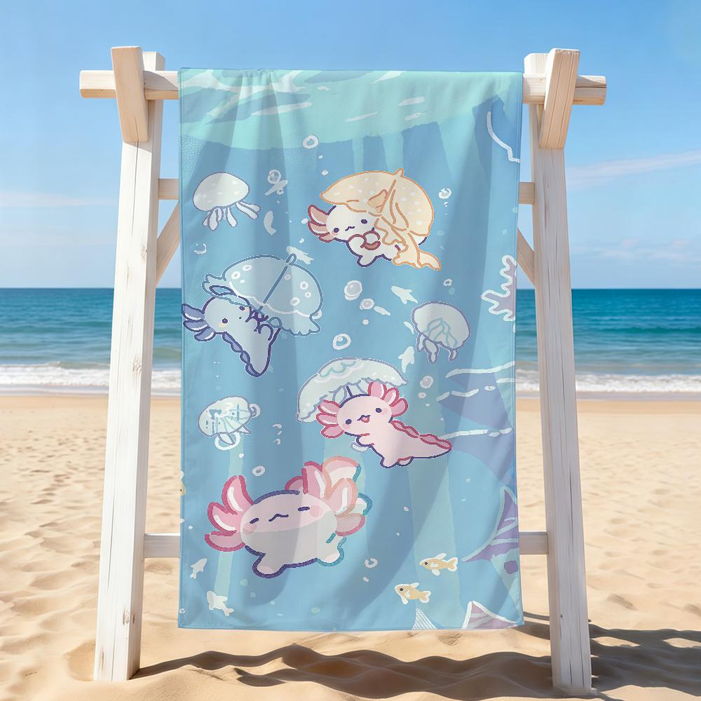 Fashion print Pink Axolotl Towel Drying Bath Towel Applicable To Light Swimming Camping Yoga Beach Out