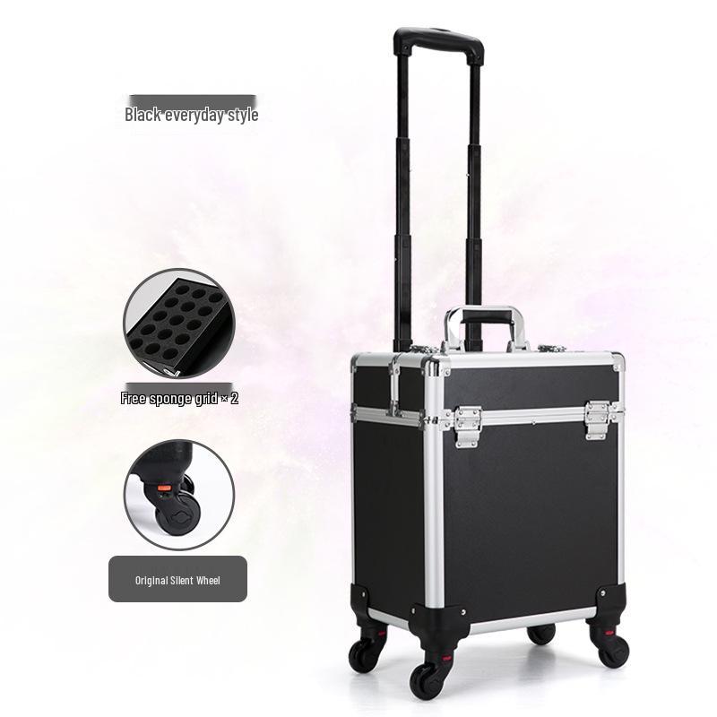 Professioneller Kosmetikkoffer mit Trolley: Aufbewahrung für Nailart-, Tattoo-, Friseur- und Makeup-Artist-Utensilien, Lieferung in einem Stück