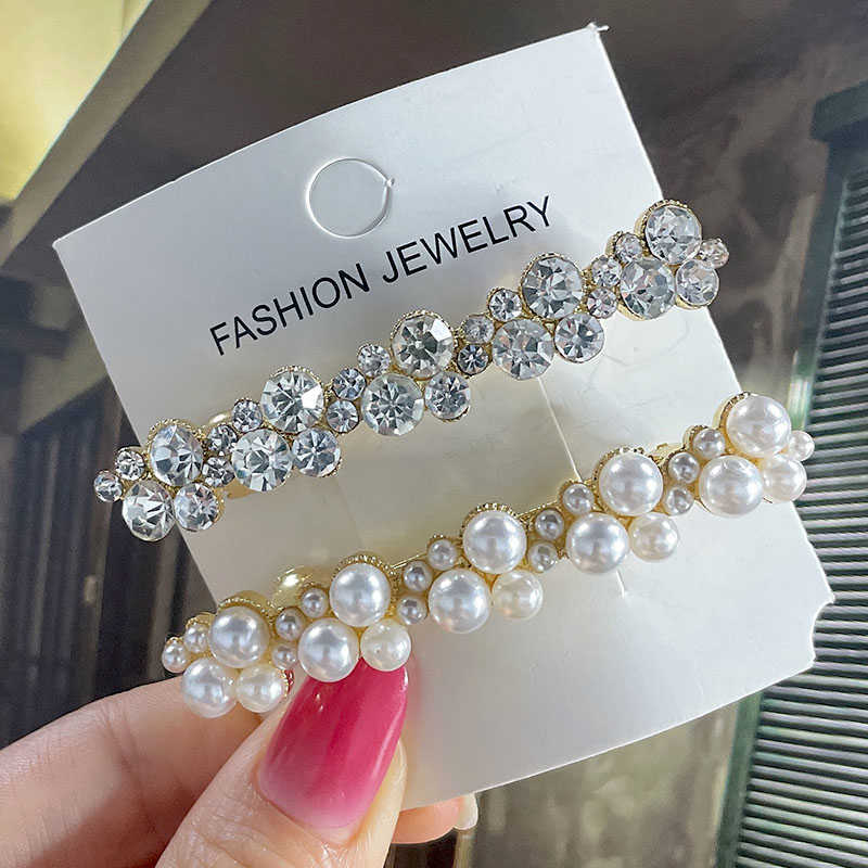 Korean Crystal Spring Hair Clips Pins Pearl Hair Barrettes For Women Girl Headband Simple Hair Accessories Headwear