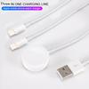 3-in-1 kabelloses Ladegerät für Apple Watch Serie 1, 2, 3, 4, magnetisches USB-Ladekabel für iPhone 5, 6, 7