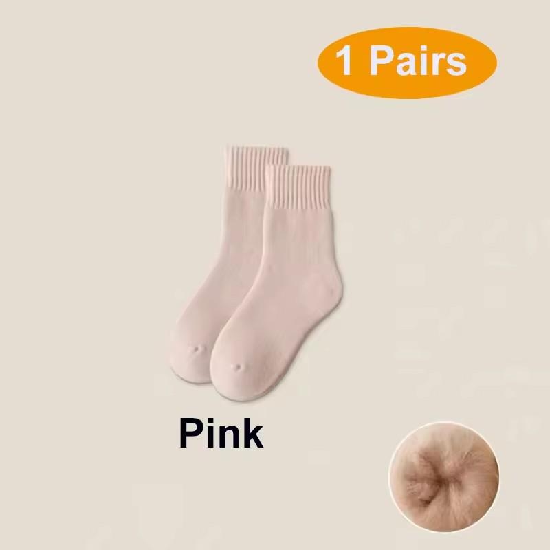 1 Pair Women's Winter Warm Socks Snow Markron Color Thick Plush Hairy Soft Postpartum Stockings Floor Sleep Socks