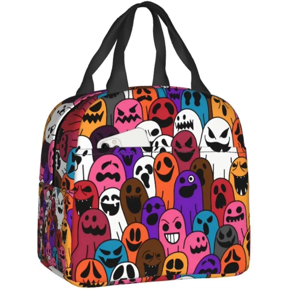 Insulated Lunch Bag For Kids Skulls And Hearts Reusable Cooler Tote Bag Mini Cooler For Kids Adult Office Work Picnic Beach