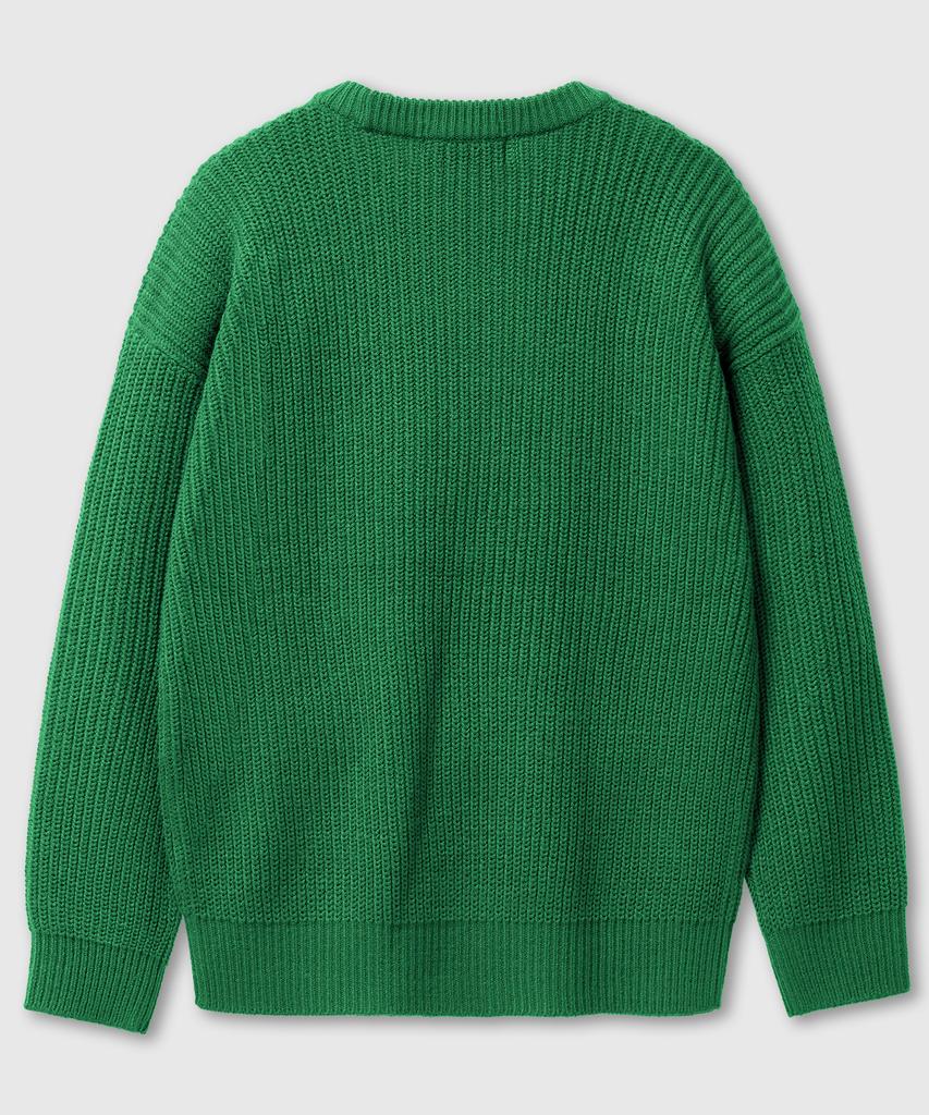 LEMAIN SECOND Oversized Voluminous Washable Crew Neck Hazzi Knit [Green]