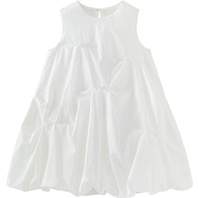 Minibala Girls' Pure Cotton Bowknot A-Line Vest Dress