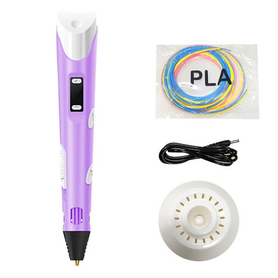 

Ручка для печати, нить для 3D-рисования, ручка со светодиодным дисплеем, детские принадлежности для 3D-печати своими руками для рисовальщиков, образовательная игрушка фиолетовый