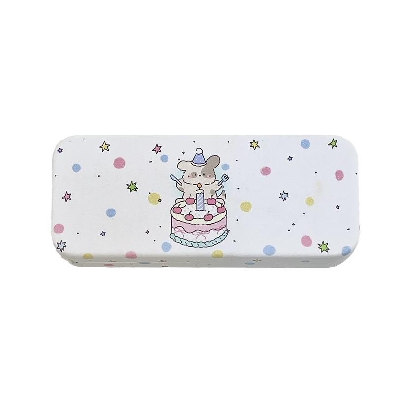 Cute Cartoon Bear Dog Glasses Case for Girl Travel Portable PU Leather Anti-pressure Dustproof Organizer Sunglasses Storage Box