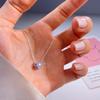 925 Silver Heart-Shaped Shiny Zircon Elevated Red&Pink&Blue&White Heart Necklace Lover's Gift Fine Jewelry for Women