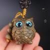 Green Sandalwood Owl Keychain Pendant for Men & Women