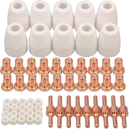 PT31 PT-31 LG40 Plasma Electrode Tips Cup Extended Consumables Kit for PT-31 CUT40 HYC45D HYC50D CUT50 PLC50D HYC410(60PCS Extended)