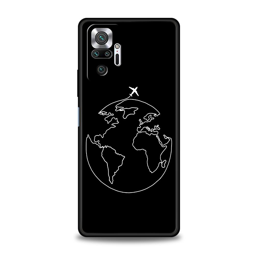 Fashion Planes World Map Travel Phone Case For Xiaomi Redmi Note 12 5G 10C 10 11 9 8 Pro Plus 9S 7 8T 9T 9A 8A 9C K50 K40 Cover