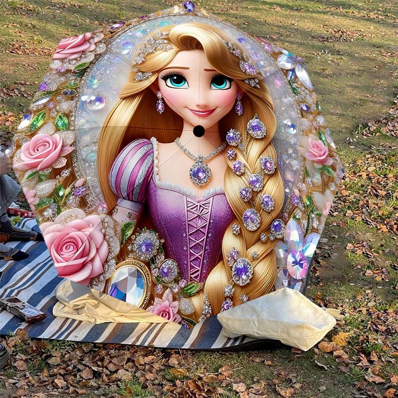 1PC Princess Diamond Umbrella-9-Rib Reinforced, Automatic Open, Lightweight & Durable, Cute Fashion Accessory for Outdoor-P0728