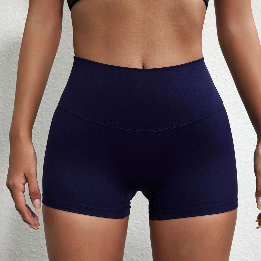 Plain Color High-Stretch Yoga Shorts - Soft, Three-Quarter Length Base Layer