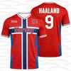 Camiseta de Fútbol con Estampado de Bandera de Noruega para Verano N.º 9 HAALAND para Hombre, Mujer, Niño, Niña Camisetas Deportivas Camiseta para Fans de Fútbol Niños