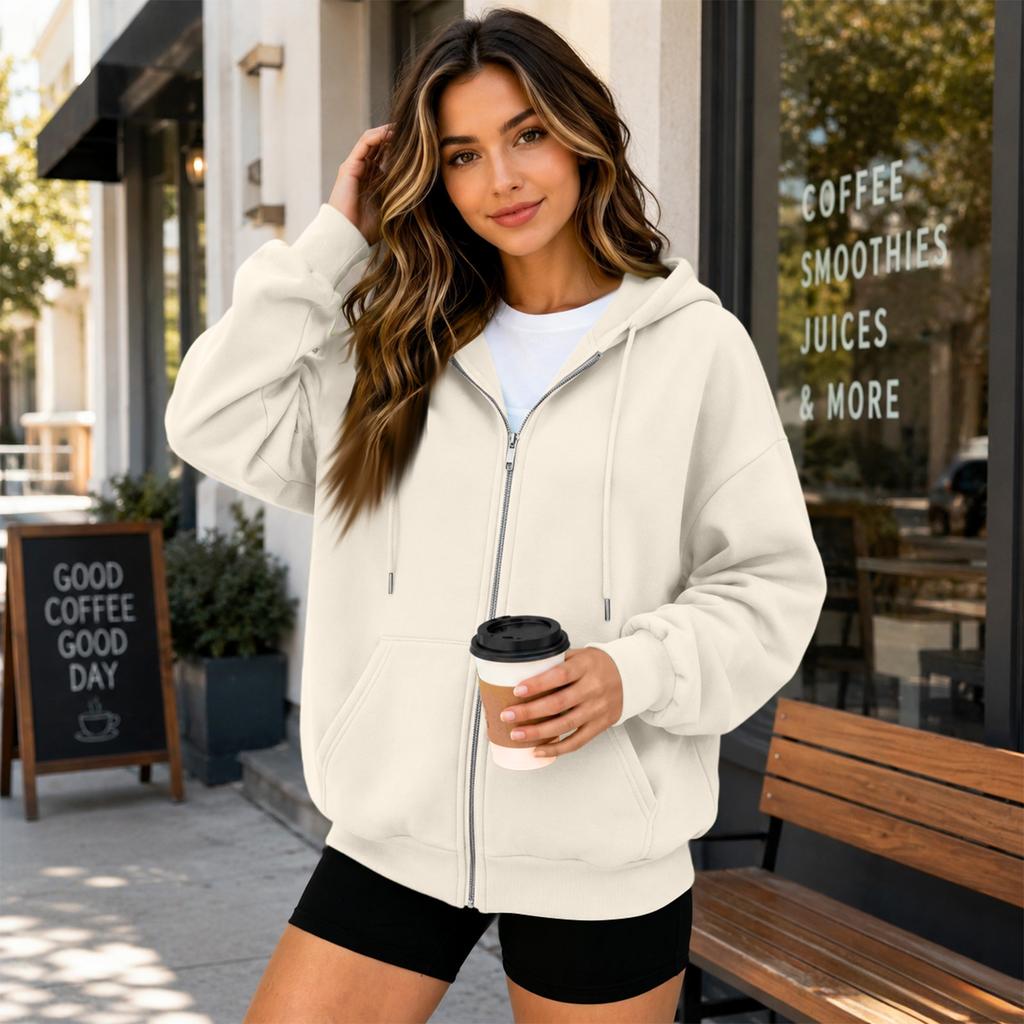 Felpa da donna casual con zip e abbinamento per coppia
