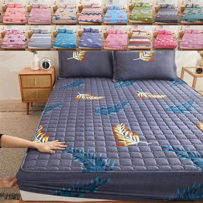 Mattress Cover Thick Quilted Fitted Bed Sheet Fashion Printed Bedding Non-slip Sheet Dust Cover