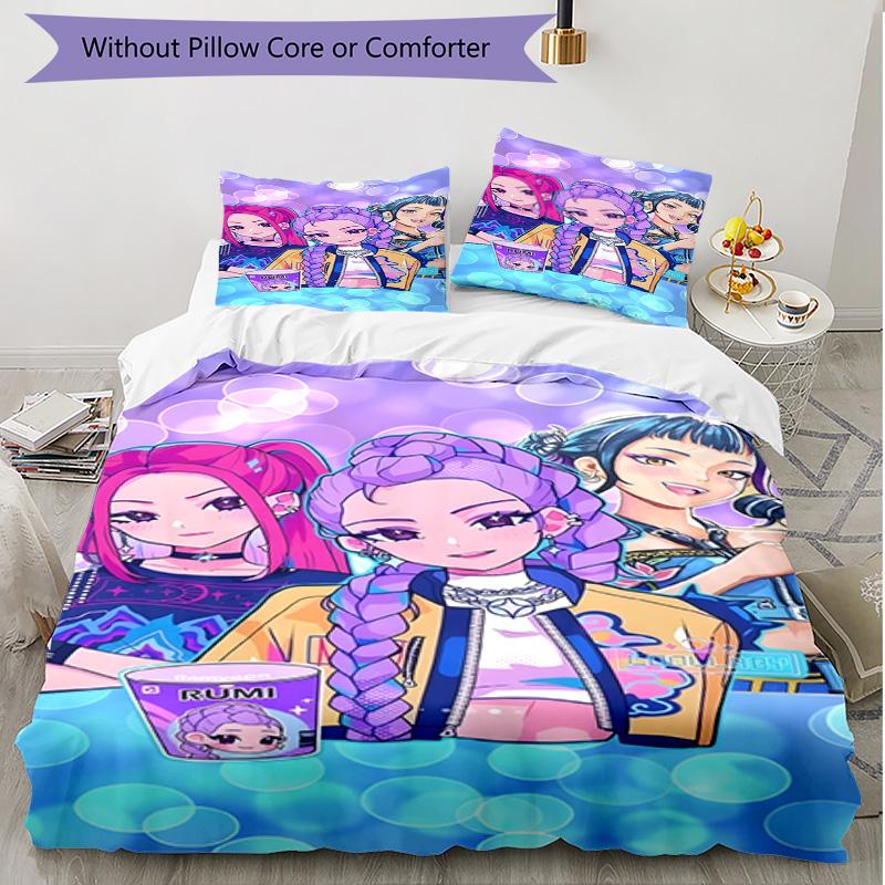 Set copripiumino 3 pezzi (1*Copripiumino + 2*Federe, Senza Nucleo), Set Biancheria da Letto Morbido Stagione Unica con Stampa KPop Demon Hunters, Decorazione Regalo per Camera da Letto