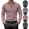 Men's Striped Plaid Casual Loose Button Lapel Long Sleeve Jacket