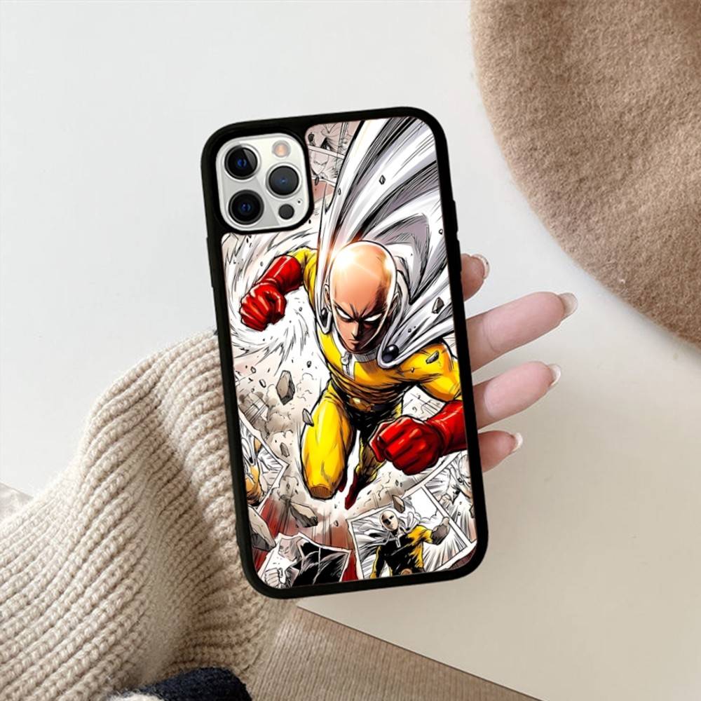 Anime Japanese Classic ONE P-PUNCH-MANS Phone Case For IPhone 17 16 Pro Max 11 12 13 14 15 Hard PC+TPU Bracket Back Cover