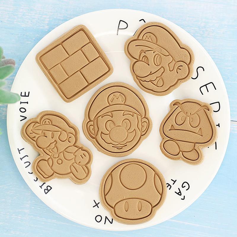6 Stück/Set Mario Keksform Anime Actionfigur Keks Fondant 3D Pressform