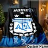 Custom Name Argen-tina Football Crest Throws Blanket Flannel Blankets for Couch Bed Gifts for Men Women Picnic Blanket Christmas Fan Gifts