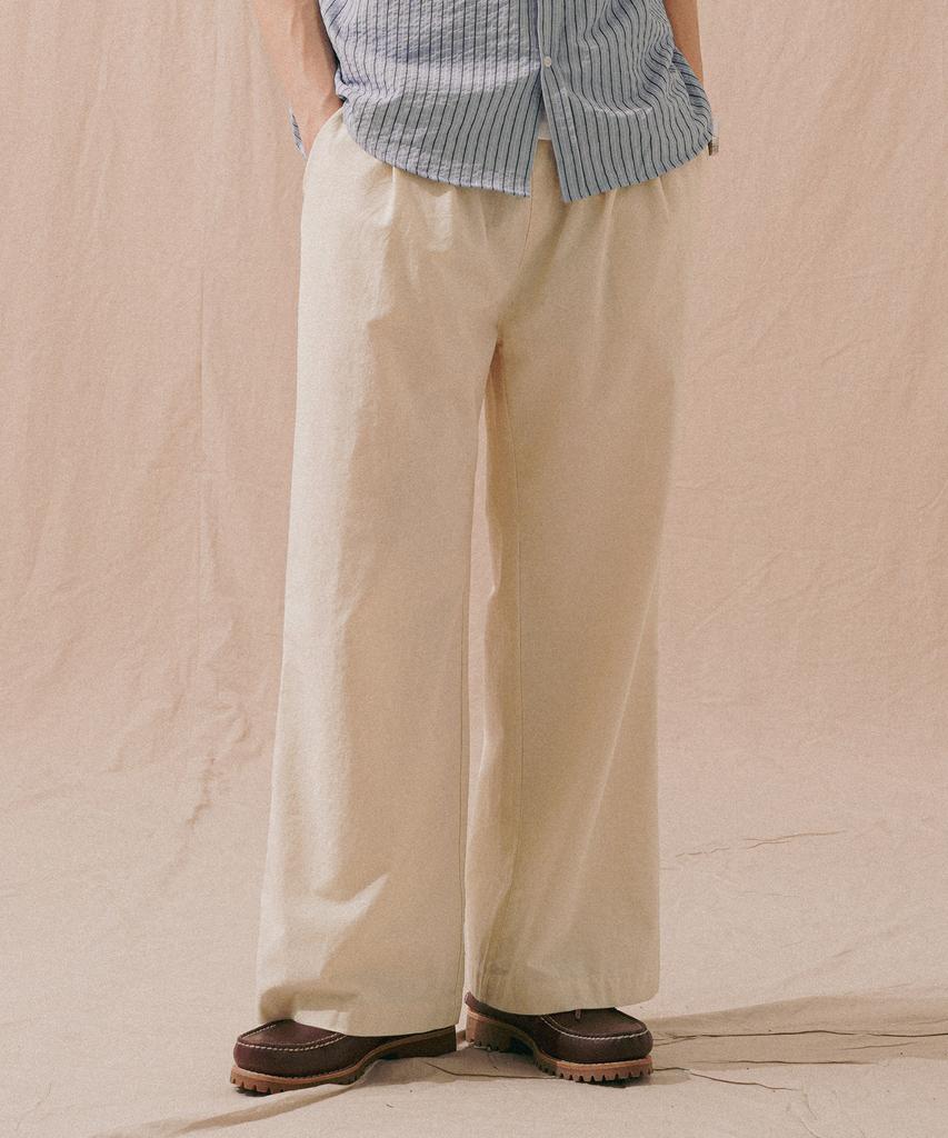 PERSTEP Cool Mix Linen-Like Flare Fit Long Pants Cream Khlp4703