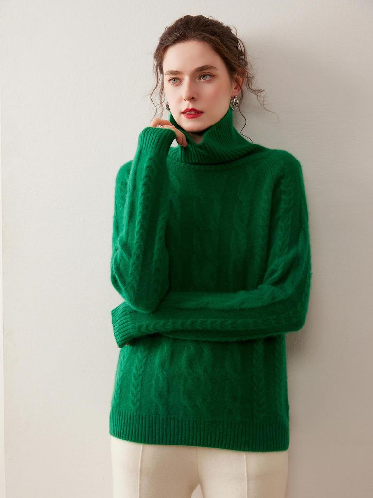 Women's Cashmere High Neck Sweater 2025: New Winter Style, Gentle Loose Fit, Slimming Thick Base Layer.