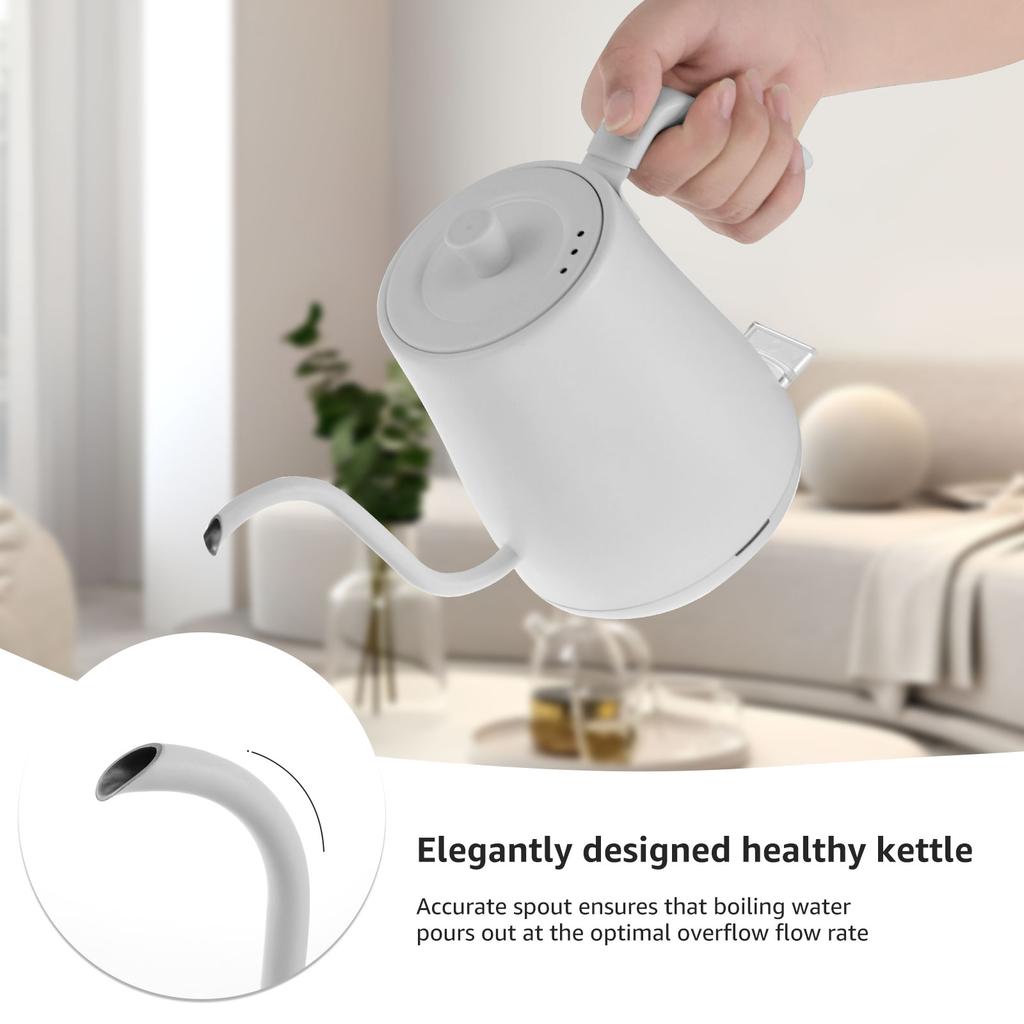 Coffee Kettle Gooseneck Electric Kettle with Base Stainless Steel Hot Water Boiler Manual Pour Over Coffee Maker Coffee Tea Pot