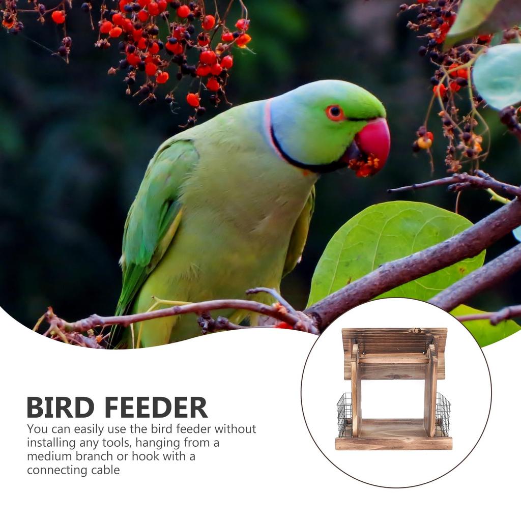 OUNONA Bird Wooden Bird Automatic Large Transparent Board Wild Bird Bird 1 Piece Feeder, Feeder, Hanging, Supply, Capacity, Rainproof, Included,