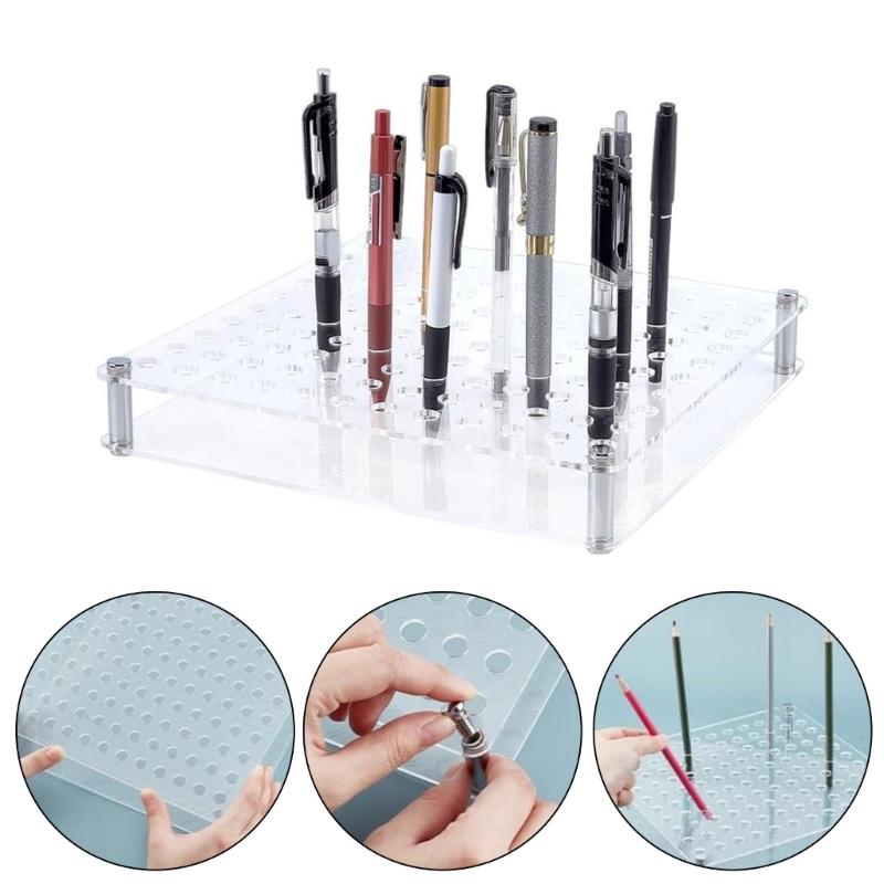 Durable Clear Art Brush Holder 120 Compartment Desktop Organizers For Painting Tools Storage